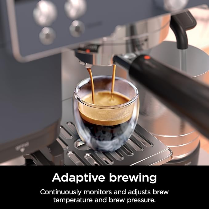 Ninja Luxe Café Premier Series, Espresso Machine, Drip Coffee Maker & Rapid Cold Brew, Integrated Grinder, Assisted Tamper, Hands-Free Frother, for Cappuccinos & Lattes, Cyberspace, ES601CY