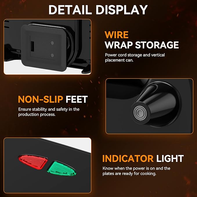 OSTBA Sandwich Maker, 2 Slice Grilled Cheese Maker with Non-stick Flat Plates, Indicator Lights, Cool Touch Handle, Easy to Clean and Store, 750W