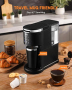 SHARDOR 3 in 1 Single Serve Coffee Machine, K Cup Coffee Maker Compatible with Ground Coffee & Teas, 6 to 14oz Brew Sizes, 40oz Removable Water Tank, Descale Settings, Black