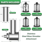 Stainless Steel Slicer Shredder Attachment for KitchenAid Stand Mixer,Includes Cheese Grater,Grinding Powder,Vegetable Slicer Shredder for Kitchenaid cheese grater attachments with 4 Blades by HOZODO