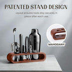 Mixology Bartender Kit: 10-Piece Bar Tool Set with Mahogany Stand | Perfect Home Bartending Kit and Martini Cocktail Shaker Set for a Perfect Drink Mixing Experience | Housewarming Gift (Gun-Metal)
