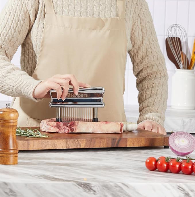 Kitexpert Meat Tenderizer Tool with 48 Ultra Sharp Stainless Steel Blades, Heavy Duty Design with Detachable Base for Easy Cleaning, Perfect for Tenderizing Chicken, Steak