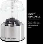 Cole & Mason Battersea Electronic Salt & Pepper Mill Gift Set - One-Button Electric Spice Grinder with Large Grinding Chamber - Adjustable Grind Knob - Electric Kitchen Tool - Stainless Steel