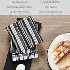 Assorted Kitchen Towels Large 16x26 Inch 100% Cotton Set of 5 - Dish Cloths Towels with Hanging Loop - Soft Absorbent Washable Tea Towels for Kitchen - Quick Drying Dish Towels Black