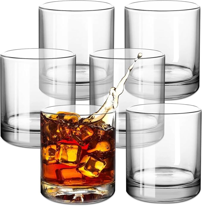 Premium Whiskey Glasses Set of 6- Clear Crystal Bourbon Glass 11 oz Old Fashioned Cocktail Glasses Classic Rocks Glasses for Rum,Liquor,Cognac,Vodka/Bar Scotch glasses-Whiskey Gifts for Men