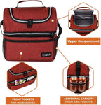 OPUX Lunch Box For Men Women, Insulated Large Lunch Bag Adult Work, Double Decker Lunchbox Meal Prep, Dual Compartment Leakproof Lunch Cooler, Soft Lunch Pail Tote Boys Girls Kids School, Red 16 Cans