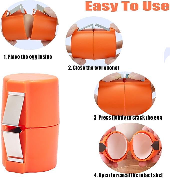 Egg Shell Opener, 3 Pcs Egg Separator for Raw Eggs, 2025 New Egg Cracker Tool, Stainless Steel Eggshell Breaker Egg Shell Cutter Kitchen Gadgets,Quickly Cutting Off Cooked Eggs