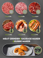 Meat Grinder Electric 3200W Meat Mincer Chopper Machine Multifunctional with Cutting Blade 3 Grinding Plates 3 Sausage Stuffers Kubbe Kit Juicer Cheese Grater Veggie Shredder