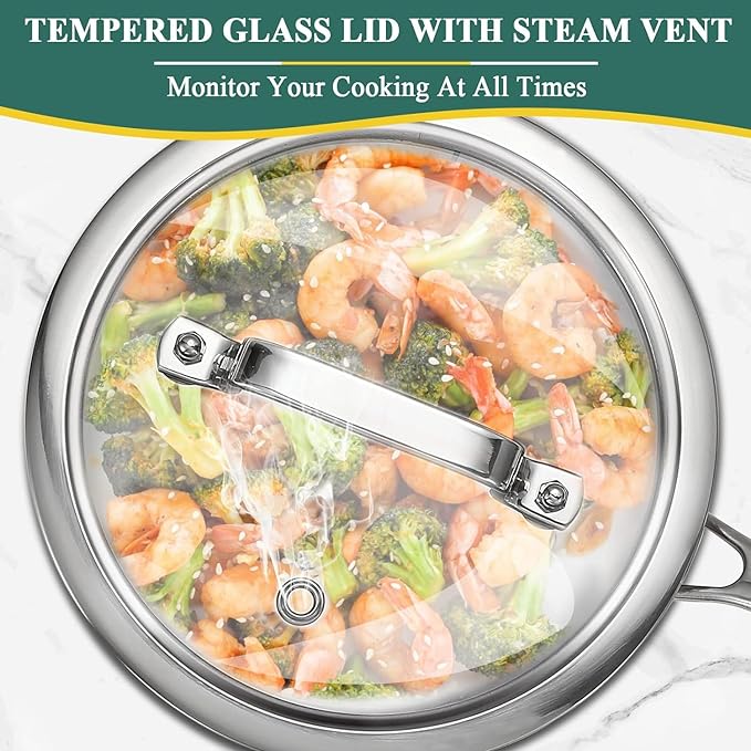 DELARLO Sauce Pan Sets, Compatible with All Cooktops 600℉, Full Clad Triply Stainless Steel Saucepan, 1QT Pot & 2 QT Pot with Steamer (Lids 300℉)