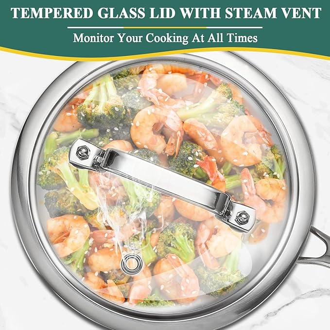 DELARLO Kitchen Pot Set, Tri-Ply Stainless Steel Saucepan Set, 1.0QT 2QT 3.5QT, Cooking Set, Fast Even Heat, Saucepan set Compatible with all Cooktops 600℉（Lids 300℉）3.5QT Pot with a Steamer