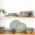 AmorArc Ceramic Dinnerware Sets,Handmade Reactive Glaze Stoneware Plates and Bowls Sets,Highly Chip and Crack Resistant | Dishwasher & Microwave Safe Dishes Set,Service for 4 (12pc)