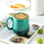 Hasense Ceramic Coffee Mugs Set of 4,15oz Large Mugs Set for Home and Office, Microwave & Dishwasher Safe, Coffee Cups for Coffee Tea Mike, Gradient Green