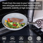 MsMk 5-Piece Ceramic Non Stick Pans Set 8, 10, 12 Inch Frying Pans, 10inch and 12 Inch with Tempered Glass Lids, Stay-Cool Handles, Oven Safe 700℉, Compatible with All Cooktops