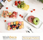 Small Rectangle Plates Set of 6, White Serving Platters 9 inch, Ceramic Sushi Plates, Serving Plate for Appetizer, Dessert, Party, Microwave Safe