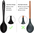 Silicone Cooking Spoon, Nonstick Kitchen Spoons for Cooking, Slotted and Solid Serving Spoon Heat Resistant, Silicone Mixing Spoons Basting for Nonstick Cookware 4 Pack