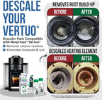 Nespresso Compatible Descaling Kit. 2 Bottles of Vertuo Descaler Solution. Removes Limescale For Hotter Coffee. 4 Uses Descaler For Nespresso Vertuo Coffee Machines.