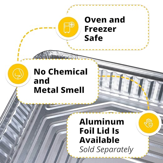 IDL Packaging Full Size Aluminum Steam Table Pans - Medium, 21" x 13" x 2.25" (pack of 5) - Disposable Foil Pan for Grilling, Roasting, BBQ, Cooking, Baking, Freezing