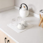 Silicone Dish Drying Mat for Multiple Usage,Easy clean,Eco-friendly,Heat-resistant Silicone Mat for Kitchen Counter or Sink,Refrigerator or Drawer liner White M 12 inches x 12 inches