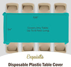 Exquisite Party Solids 12-Pack Premium Plastic Tablecloth 54in. x 108in. Rectangle Table Cover - Teal