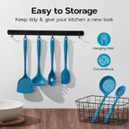 Onader Silicone Cooking Kitchen Utensils Set of 6, Navy Blue Kitchen Utensils Gadgets Set for Nonstick Cookware, Non Toxic & Dishwasher Safe