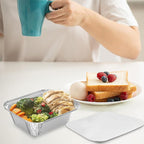 50 Pack 2 lb Disposable Aluminum Foil Pans Meal Prep Take Out Food Containers with Paper Lids for Catering, Baking, Roasting Food, Freezer Safe