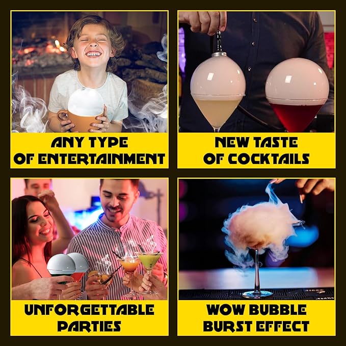 Smoking Gun Edible NON-toxic Bubble Mixture for Cocktail - (2 x 8oz), Wood Smoke Infuser and Smoker Machine Accessory - Cold Smoke for Drinks - Pack of 2 - made in USA