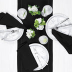 Solino Home Linen Black Table Runner 60 Inches - Classic Hemstitch, 100% Pure Linen Coffee Table Runner 14 x 60 Inch Ideal for Dresser Tables - Summer, Fall, Autumn, Halloween