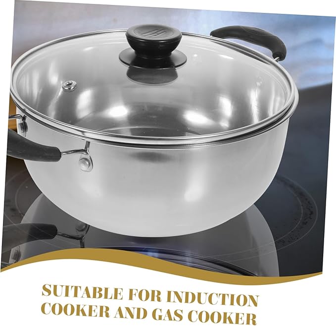 PRETYZOOM 1pc Stainless Steel Steamer Pot Versatile Stockpot for Soup Boiling Rustproof Kitchen Cookware Easy to Clean Capacity for Delicacies for Home Cooking Random Style
