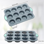 To encounter Small Silicone Muffin Pan, 2 Pack 12-Cup, Nonstick Baking Cups, Cupcake Pan with Metal Reinforced Frame More Strength