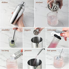 Cocktail Shaker Set Bartender Kit with Stand | 23-Piece Bar Set Drink Mixer Set with All Essential Bar Tools: Martini Shaker, Jigger, Strainer, Spoon, Muddler, Pourers, for Home, Bar, Party