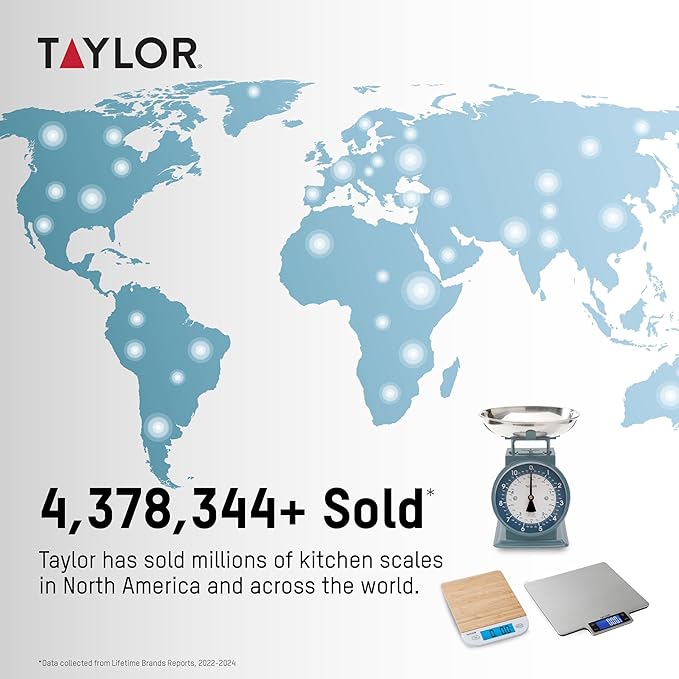 Taylor Mechanical Kitchen Weighing Food Scale with Bowl, Weighs up to 11lbs, Measures in Grams and Ounces, Food Scales for Kitchen, Storm Blue