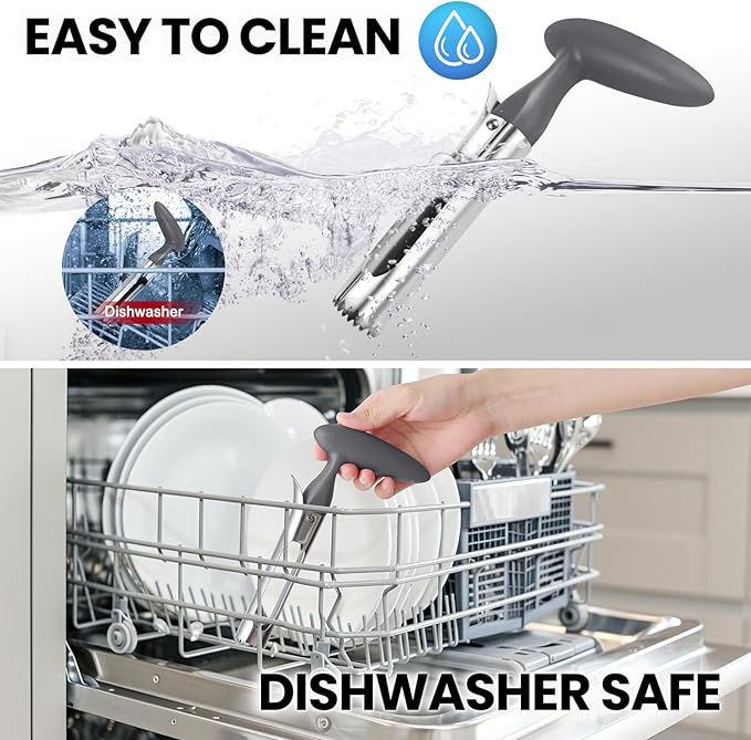 SCHVUBENR Premium Apple Corer Tool - Easy to Use and Clean - Sturdy Apple Remover with Sharp Serrated Tips - Stainless Steel Corers for Apple and Pear - Core Fruits with Ease(Silver)