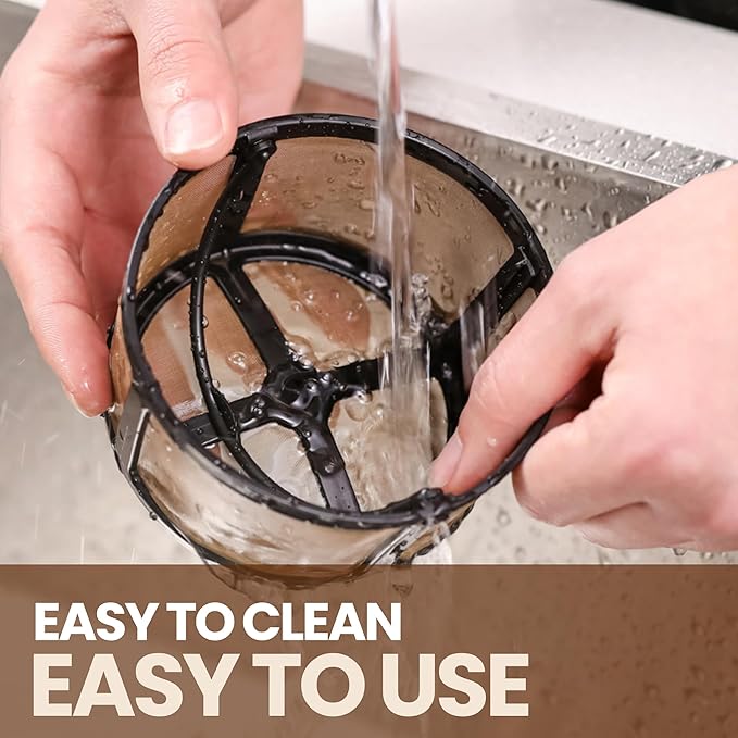 Reusable Keurig Mesh Coffee Filter Basket for K Duo, K-Duo Essentials, Keurig Duo Hot & Iced Coffee Makers by PureHQ – Refillable Gold Tone Carafe Filter for Ground Coffee