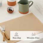 Cloth Placemats Set of 4, Cotton Blend Durable Layered Table Mats, Non-Slip Wrinkle Free Place Mats for Dining Table, Easy to Clean (Croissant Brown, 13x19 Inch)