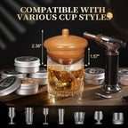 G GOOD GAIN Whiskey Smoker Kit with Torch - Old Fashioned Cocktail Smoker Infuser Kit, 6 Flavors Wood Chips, 4 Ice Stone | Birthday Bourbon Whiskey Gifts for Men, Dad, Husband (No Butane)