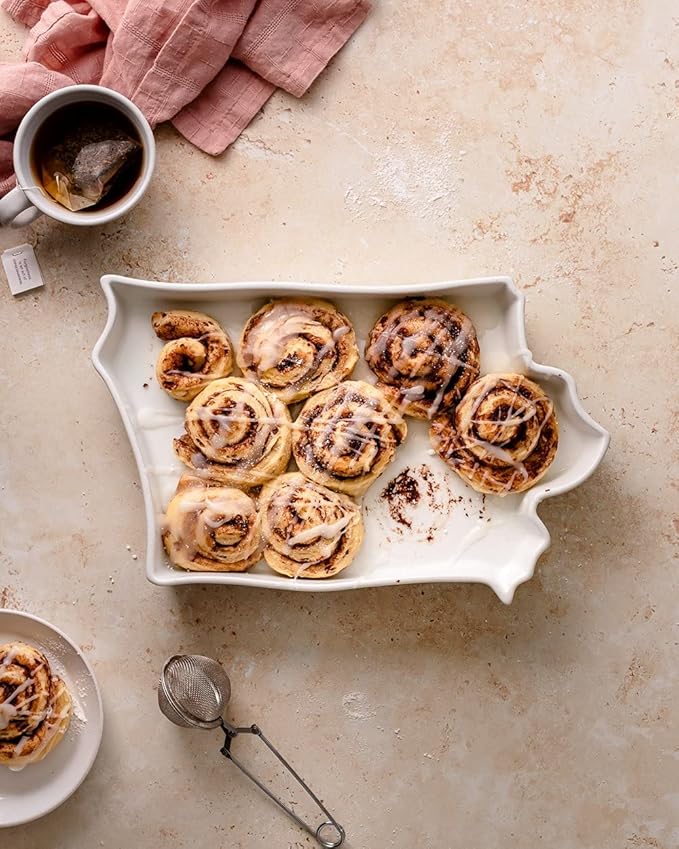 Iowa Shaped Baking Dish Serving Platter or Decorative Tray Charming Porcelain Bakeware Oven Microwave and Dishwasher Safe