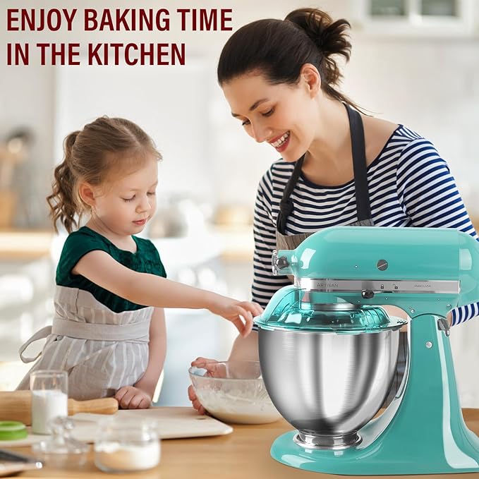 Pouring Shield for KitchenAid Tilt Head 4.5-5QT Stainless Steel (Only),Safety Pouring Shield,Splatter Guard for kitchenaid mixer bowl,Kitchen Aid Stand Mixers (Transparent Blue, for 4.5-5 QT)