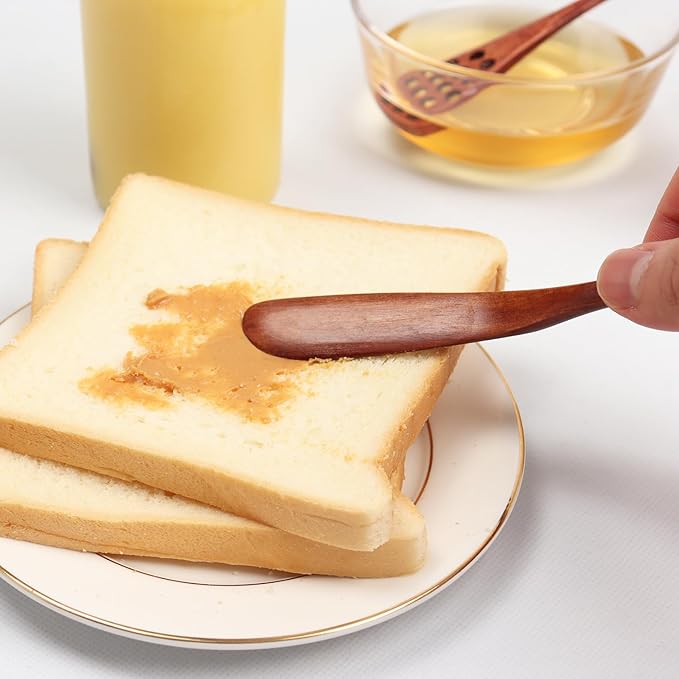 6PCS 7.08inch Honey Dipper Sticks Honey Spoon and Coffee Stirring Spoons, Wooden Honey Mixing Stirrer Honey Comb Stick, Honey Wand for Honey Jar Dispense Drizzle Honey Wedding Party