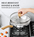 KOCH SYSTEME CS Stainless Steel Frying Pan Set with Lid, 8" & 10" & 12" Stainless Steel Pans Set with Heat-resistant Handle, Triply Base Induction Cooking Pans Set, Fast & Even Heat, Dishwasher Safe