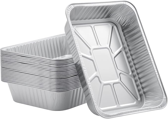 Disposable Aluminum Foil Pan, Family Size Baking Container, Deep Rectangular,9×13 Half Size,Tin Pans for Roasting,Catering,Picnic or Holiday needs (25 Pack)