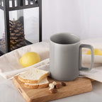 E-liu Porcelain Tea Mugs Coffee Mug Set, Large 15 Ounces Cups for Coffee, Tea, Cocoa, and Mulled Drinks, Set of 6, Grey