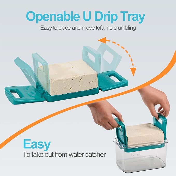 NOYA Adjustable Tofu Press - Vegan Tofu Press to Speed up Removing Water from Silken, Firm, and Extra Firm Tofu in 10-30mins without Crack - BPA Free