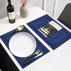 PIGCHCY Placemats Set of 8 Washable Durable Place Mats Vinyl Heat Resistant Non-Slip Table Mats Indoor Outdoor (Navy Blue)