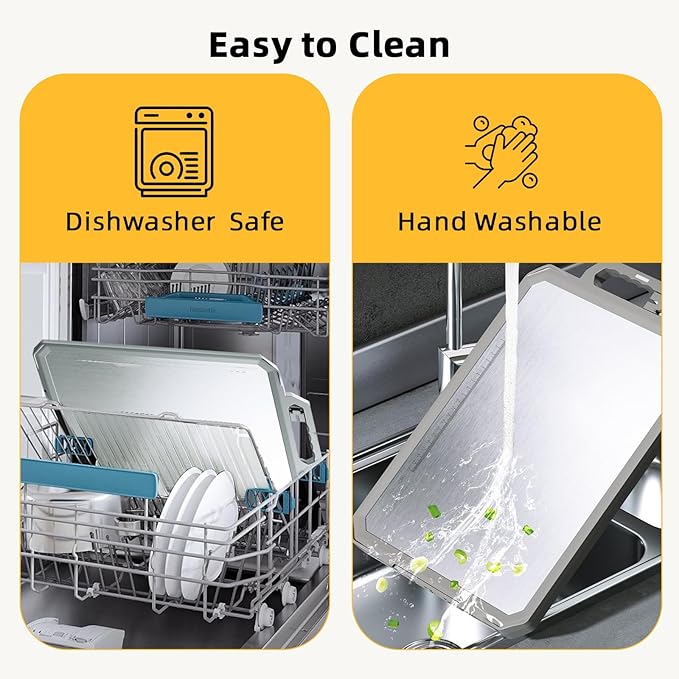 Extra Large Stainless Steel Cutting Board - Double Sided with Hidden Whetstone | Rust-Proof, Knife-Friendly Surface, BPA Free, Thickened & Non Slip | Dishwasher Safe 17x12 Inch