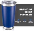 20 oz Tumbler with Lid Stainless Steel Double Wall Vacuum Insulated Tumblers Powder Coated Cups Travel Mug Keep Drinks Cold and Hot, Blue
