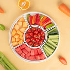 12.8" Serving Tray and Platters, Divided Serving Dishes, Serving Trays for Entertaining, Appetizer Serving Tray, 6 Removable Serving Dishes Set for Chips and Dip, Veggies, Candy and Snacks, White