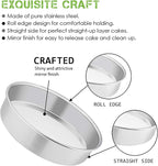 E-far 9½ Inch Cake Pan Set of 3, Stainless Steel Round Cake Baking Pans, Non-Toxic & Healthy, Mirror Finish & Dishwasher Safe