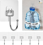 GLUIT Adhesive Large Wall Hooks for Hanging Heavy Duty 22 lbs Hook for Walls No Damage (6 Large Hooks)