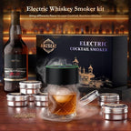 Electric Whiskey Smoker Kit-Rechargeable Cocktail Smoker Set with 6 Wood Chips - Unique Bourbon & Old Fashioned Drinks Smoker, Ideal Christmas, Birthday, Gifts for Men, Dad, Husband