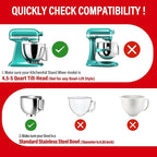 Pouring Shield for KitchenAid Tilt Head 4.5-5 QT (for Stainless Steel Bowls Only), for Kitchen aid Accessories and Attachments, Fully Enclosed Foldable Lid Mixer Bowl Cover, Not For Bowl Lift (Blue)